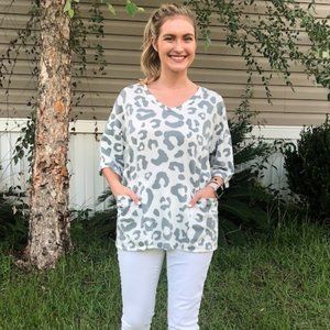 Grey Leopard Top
